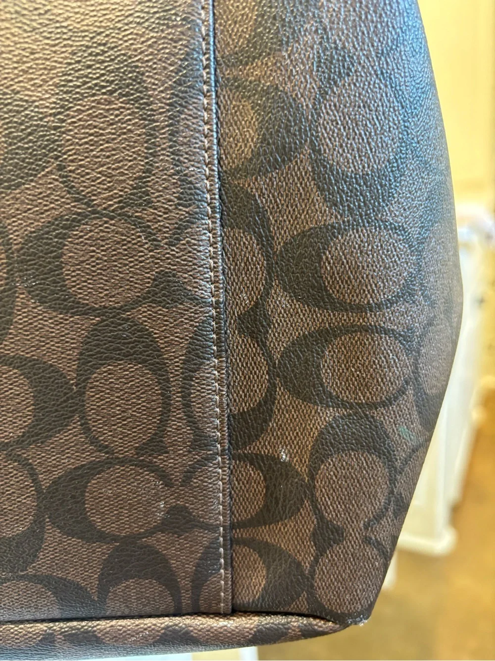 Coach Large Multi-Pocket Tote | Brown Signature Coated Canvas | Gold Hardware